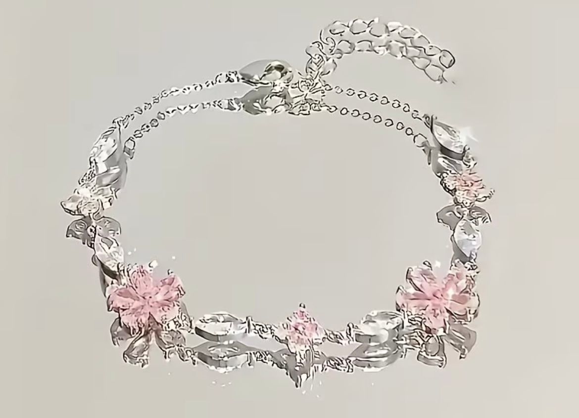 CUTE PINK SILVER BRACELET