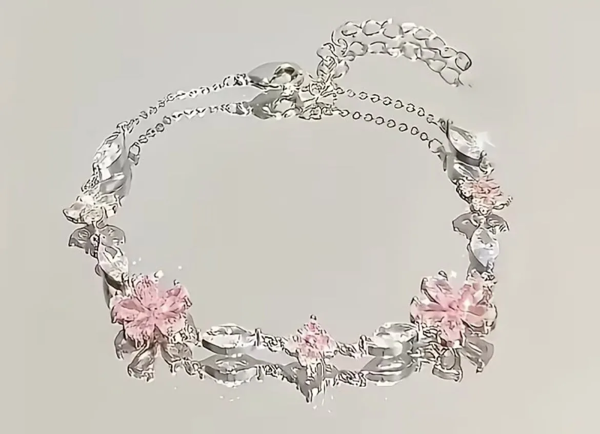 CUTE PINK SILVER BRACELET
