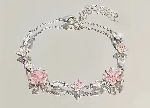 CUTE PINK SILVER BRACELET